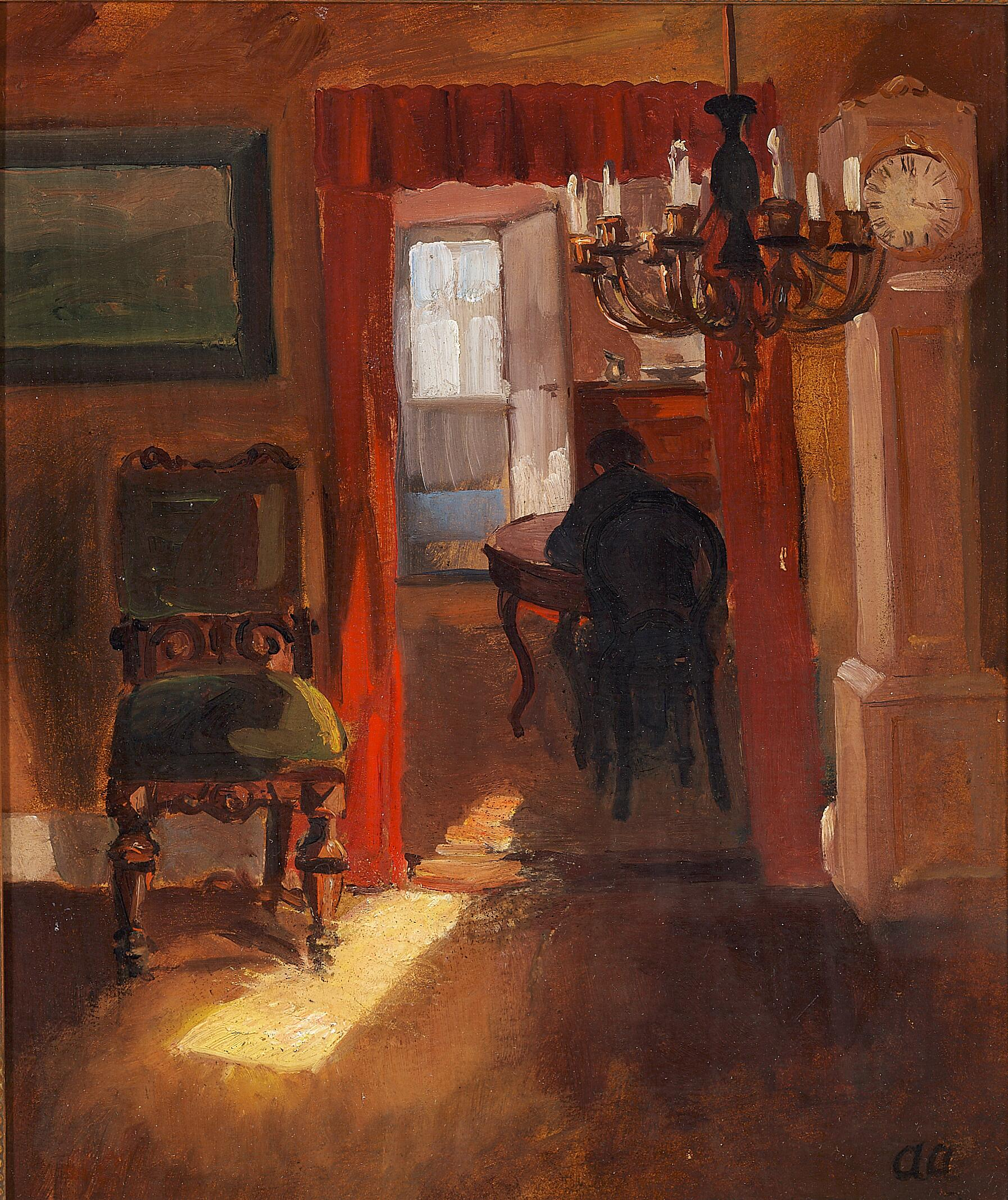 Interior from Skagen with a ray of sunlight on the floor.